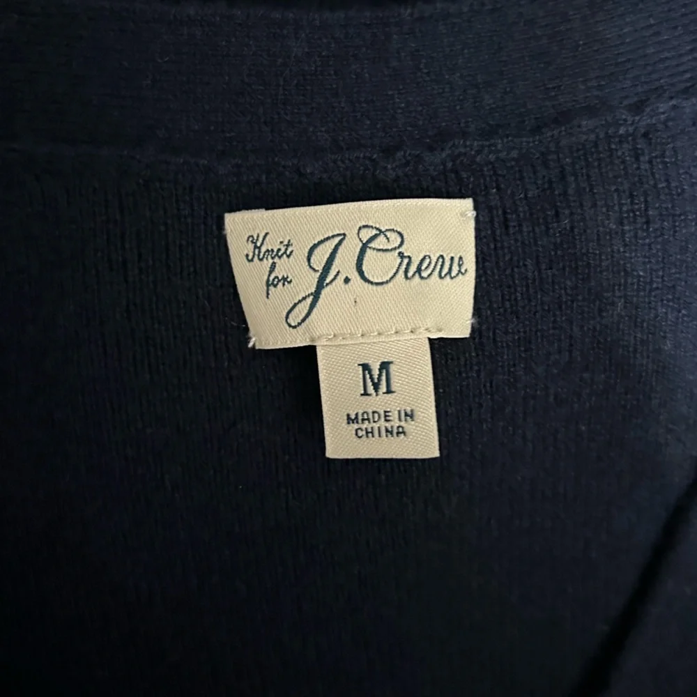 J. Crew Cashmere Blend Cardigan Sweater Vest Pinstripe Navy Preppy Old Money